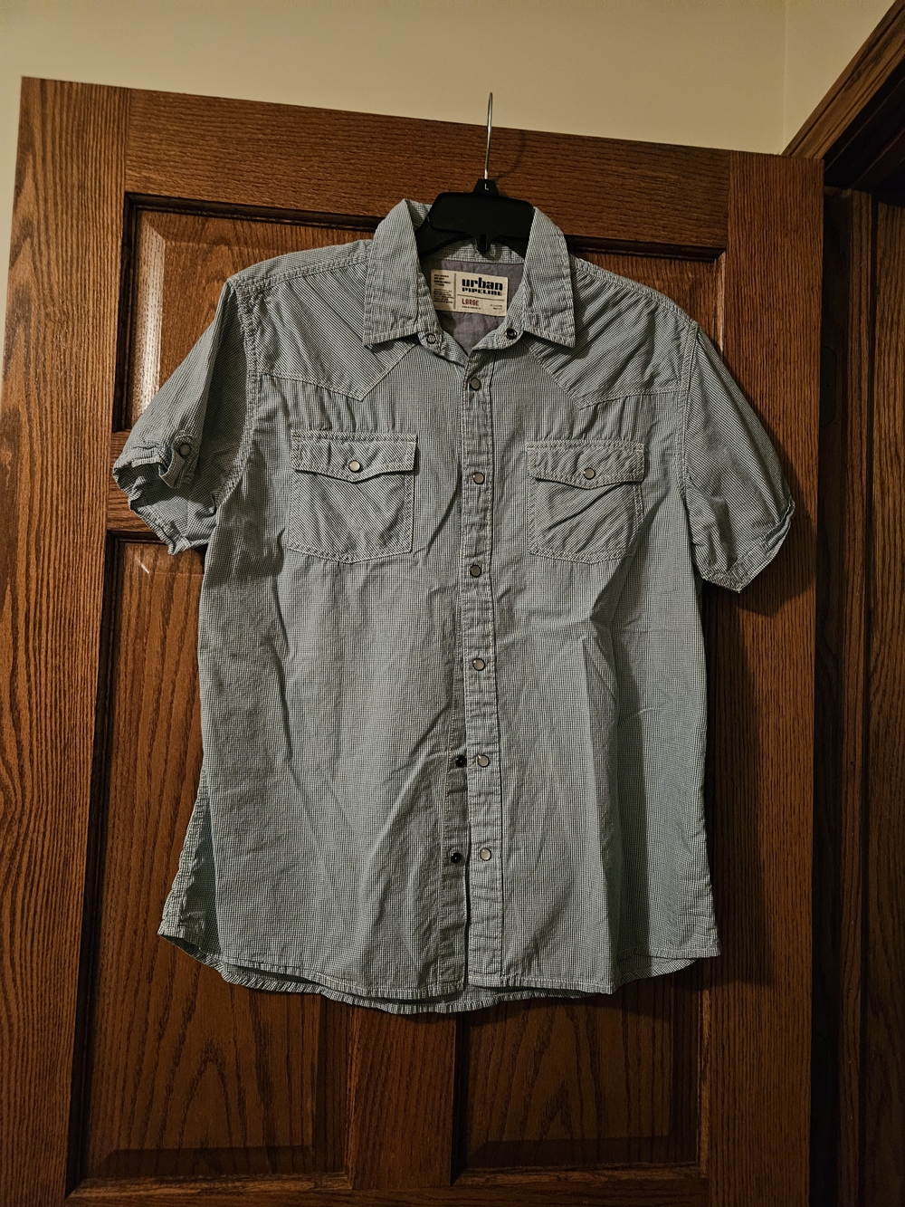 urban pipeline Short-Sleeve Button-Down Shirt in Light Blue